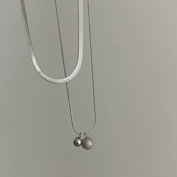Titanium Steel Double Layer Stacked Ball Snake Bone Chain For Women With Electroplating And Simple Design