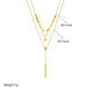 Titanium Steel Double Layer Stacked Tassel Pendant Necklace With Circle Star Shapes Electroplated