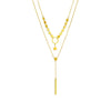 Titanium Steel Double Layer Stacked Tassel Pendant Necklace With Circle Star Shapes Electroplated