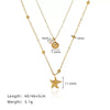 Titanium Steel Double Layer Starfish Shell Stacked Clavicle Chain Necklace Vacuum Plated 18K Gold