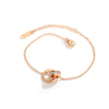 Titanium Steel Double Ring Bracelet For Women With Roman Numerals Pattern Light Luxury Style Electroplated