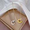 Titanium Steel Double Ring Furnace Real Gold Necklace With Geometric Pattern Electroplating For Female Light Luxury Ultra Simple Style Cartoon And Flower Design