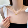 Titanium Steel Double Ring Furnace Real Gold Necklace With Geometric Pattern Electroplating For Female Light Luxury Ultra Simple Style Cartoon And Flower Design