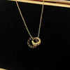 Titanium Steel Double Ring Necklace With Roman Numerals Pendant Golden Light Luxury Clavicle Chain For Women Diamond Treated O Chain
