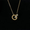 Titanium Steel Double Ring Necklace With Roman Numerals Pendant Golden Light Luxury Clavicle Chain For Women Diamond Treated O Chain