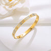 Titanium Steel Double Row Full Diamond Buckle Bracelet Women's Electroplated 18K Rose Gold Light Luxury