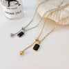Titanium Steel Double Sided Letter Pendant Clavicle Necklace With Rectangular Drop Electroplated Unisex Jewelry