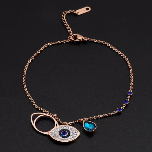 Titanium Steel Doublelayer Bracelet And Anklet With Hollow Butterfly Cartoon Style Electroplated