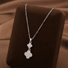 Titanium Steel Doublelayer Fourleaf Clover Necklace With Mixed Gemstone Inlay Electroplating Oshaped Chain For Women Geometric Natural Style