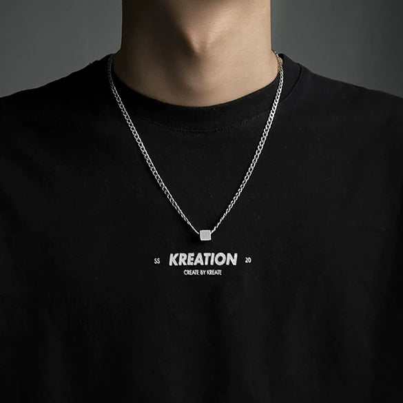 Titanium Steel Doublelayer Hiphop Unisex Clavicle Chain With Geometric Design And Electroplating Treatment Snake Bone Chain