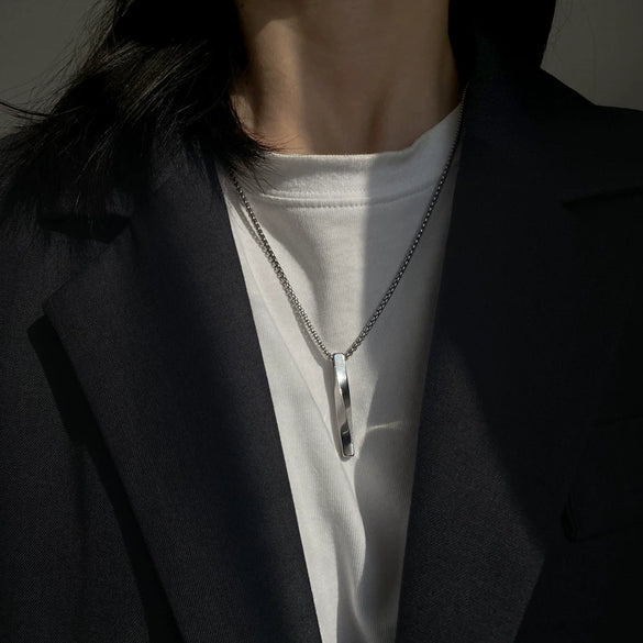 Titanium Steel Doublelayer Hiphop Unisex Clavicle Chain With Geometric Design And Electroplating Treatment Snake Bone Chain