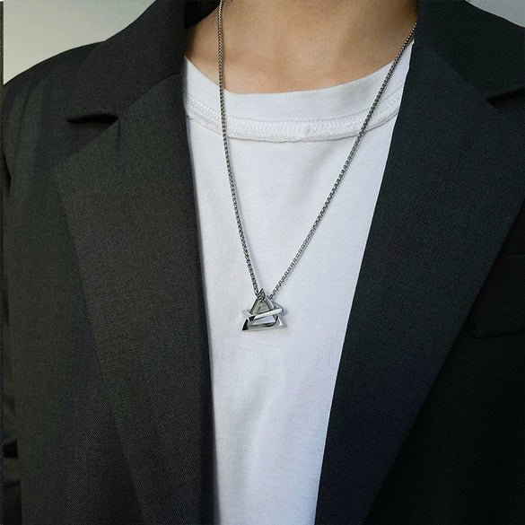 Titanium Steel Doublelayer Hiphop Unisex Clavicle Chain With Geometric Design And Electroplating Treatment Snake Bone Chain