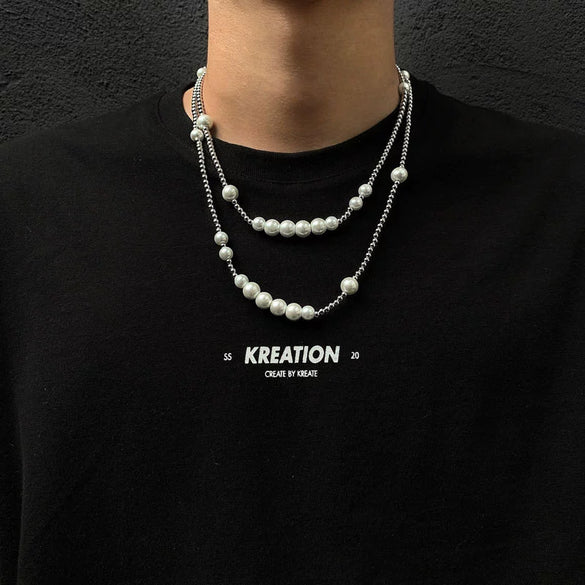 Titanium Steel Doublelayer Hiphop Unisex Clavicle Chain With Geometric Design And Electroplating Treatment Snake Bone Chain