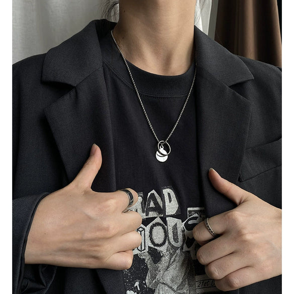 Titanium Steel Doublelayer Hiphop Unisex Clavicle Chain With Geometric Design And Electroplating Treatment Snake Bone Chain