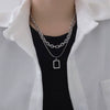 Titanium Steel Doublelayer Hiphop Unisex Clavicle Chain With Geometric Design And Electroplating Treatment Snake Bone Chain