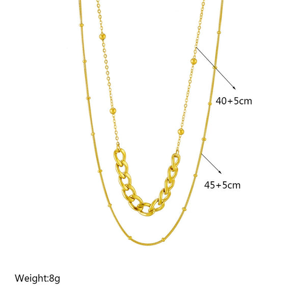 Titanium Steel Doublelayer Irregular Chain Geometric Pattern Heavy Metal Punk Women's Necklace With Electroplating