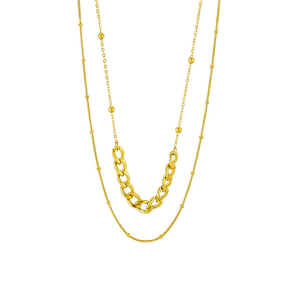 Titanium Steel Doublelayer Irregular Chain Geometric Pattern Heavy Metal Punk Women's Necklace With Electroplating