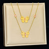 Titanium Steel Doublelayer Stacked Butterfly Bow Tie Pendant Necklace With Electroplating For Women