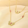 Titanium Steel Doublelayer Stacked Butterfly Bow Tie Pendant Necklace With Electroplating For Women