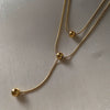 Titanium Steel Doublelayer Stacked Tassel Ball Light Luxury Necklace With Drop Shape And Snake Bone Chain