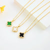 Titanium Steel Doublesided Clover Necklace With Zircon Inlay Electroplated Light Luxury Niche Design Jewelry For Women