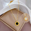 Titanium Steel Doublesided Fritillaria Furnace Real Gold Electroplated Cartoon Geometric Female Necklace