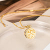 Titanium Steel Doublesided Threedimensional Geometric Pendant Necklace With Zircon And Water Wave Chain Electroplated Simple Style