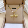 Titanium Steel Dragonfly Inlaid With Real Gold Necklace Geometric Cartoon Style For Women