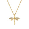 Titanium Steel Dragonfly Inlaid With Real Gold Necklace Geometric Cartoon Style For Women