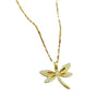 Titanium Steel Dragonfly Microinlaid Real Gold Geometric Women's Necklace With Diamond Treatment