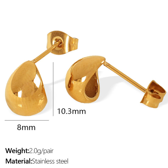 316L Stainless Steel Drop Shape Earrings Simple Design Electroplated For Women
