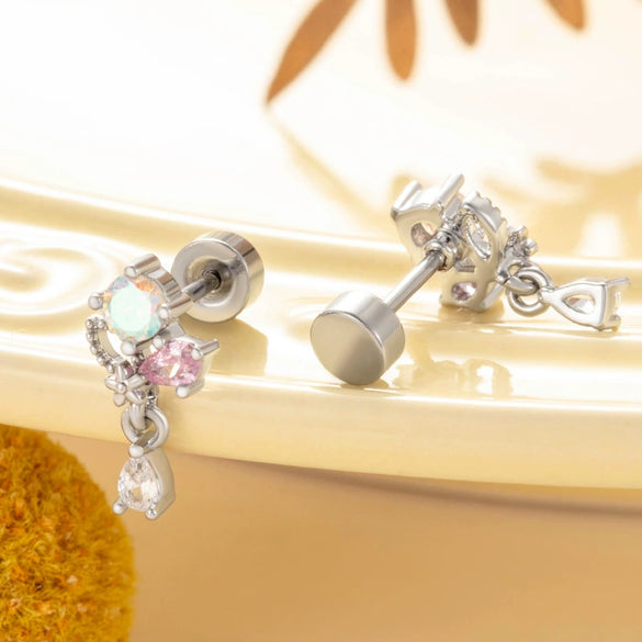 Titanium Steel Drop Shape Electroplated Women's Ear Nail Earrings