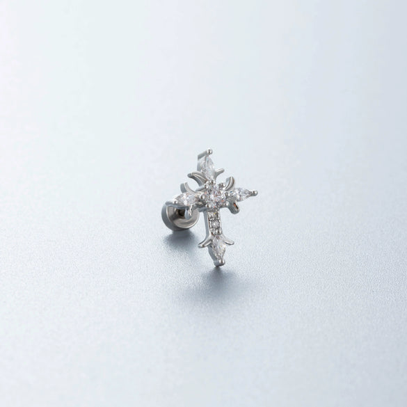 Titanium Steel Drop Shape Heart Pattern Inlaid Zircon Women's Earrings