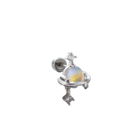 Titanium Steel Drop Shape Heart Pattern Inlaid Zircon Women's Earrings