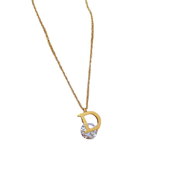 Titanium Steel Dshaped Light Luxury Normcore Style Electroplated Geometric Cartoon Plant Flowers Necklace For Female