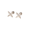 Titanium Steel Ear Bone Nail With Zircon Cross Flower Design For Women