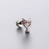 Titanium Steel Ear Nail With Butterfly Whale Flower Zircon Inlay And Lovely Animal Zodiac Pattern