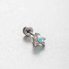 Titanium Steel Ear Nail With Pink Cherry Bow And Inlaid Zircon For Women