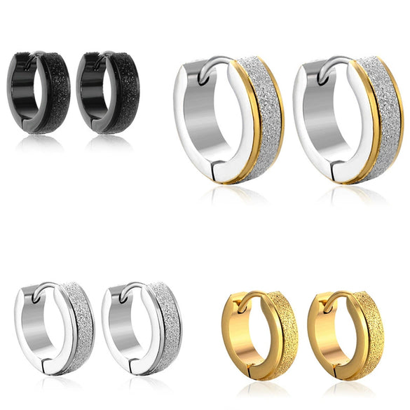 Titanium Steel Ear Ring Fashion Frosted Geometric Electroplating Unisex And Women's Ear Accessories