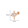Titanium Steel Ear Studs With Copper Inlaid Zircon Angel Love Cherry Bow And Flower Pattern Electroplated For Women