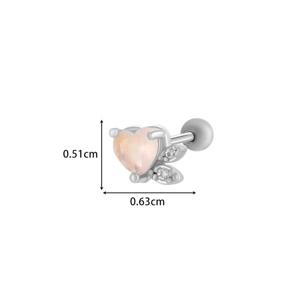 Titanium Steel Ear Studs With Copper Inlaid Zircon Angel Love Cherry Bow And Flower Pattern Electroplated For Women