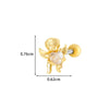 Titanium Steel Ear Studs With Copper Inlaid Zircon Angel Love Cherry Bow And Flower Pattern Electroplated For Women