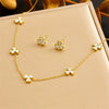 Titanium Steel Earrings And Necklaces Set Sweet Geometric Style Electroplating Treatment Irregular Round Shape For Women