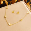 Titanium Steel Earrings And Necklaces Set Sweet Geometric Style Electroplating Treatment Irregular Round Shape For Women