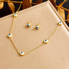 Titanium Steel Earrings And Necklaces Set Sweet Geometric Style Electroplating Treatment Irregular Round Shape For Women