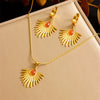 Titanium Steel Earrings And Necklaces Set Sweet Geometric Style Electroplating Treatment Irregular Round Shape For Women