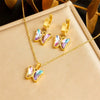 Titanium Steel Earrings And Necklaces Set Sweet Geometric Style Electroplating Treatment Irregular Round Shape For Women