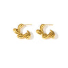 Titanium Steel Earrings Geometric Heart Shape Leaves Wave Point Water Drops Electroplating Design