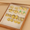 Titanium Steel Earrings Gold Plated With Flower Design Retro Light Luxury Style For Women