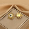 Titanium Steel Earrings Gold Plated With Flower Design Retro Light Luxury Style For Women